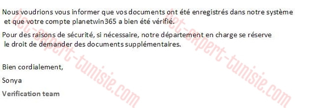 Mail verification planetwin tunisie